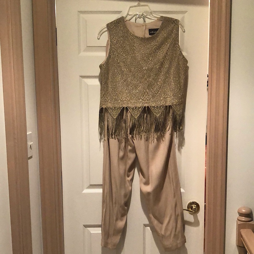 Sag Harbor vintage metallic gold fringe set